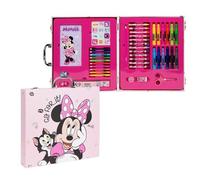 Set de Papeleria Inspirado en Minnie - Color Rosa - 30 X 27 X 4 Cm - Incluye Maletín con Todo Lo Necesario para Colorear - Producto Original Diseñado en España