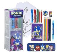 Set de Papeleria Inspirado en Sonic Prime - Color Azul - 11 x 24 x 9.5 cm - Incluye Todo Lo Necesario para Colorear - Producto Original Diseñado en España