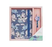 Set de Papeleria Inspirado en Stitch - Color Azul - 23 X 24 X 3 Cm - Incluye Cuaderno y Bolígrafo - Producto Original Diseñado en España