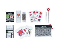 Set de Papeleria Keith Haring : Estuche con Material Escolar - Kit papeleria niños para Vuelta al Cole │Incluye: Lápiz, Boli con goma, Pegatinas, 3 libretas, Clips, Subrayadores y Notas adhesivas