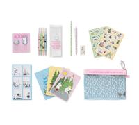 Set de Papeleria Moomin: Estuche con Material Escolar - Kit papeleria niña para Vuelta al Cole │Incluye: Lápiz, Boli, Goma, Pegatinas, 3 libretas, Clips, Subrayadores y Notas Adhesivas