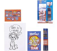 Set de Papelería Patrulla Canina con Lápices, Cuaderno, Dibujos para Colorear y Pegatinas - Kit Creativo Infantil Ideal para Niños Fans de Paw Patrol