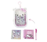 Set de Papelería Peluche Hello Kitty Niña - Estuche Suave con Clip, Libreta Mini Espiral y Bolígrafo Rosa, Diseño Kawaii Licencia Oficial, Ideal para Colegio, Viaje y Regalo