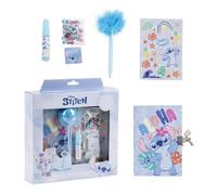 Set de papelería Stitch con diario, bolígrafo pompón, stickers, anillo, lápiz labial y accesorios - Diario Stitch ideal para escribir, decorar y regalar