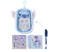 Set de Papelería Stitch Niña y Niño Licencia Oficial Disney - Estuche Peluche Azul Claro con Clip, Mini Libreta Aloha con Anillas y Bolígrafo, Ideal Vuelta al Cole y Regalo