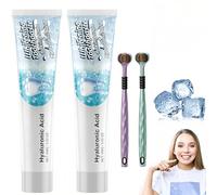 Set de pasta dental blanqueadora, pasta dental con ácido hialurónico, limpieza profunda y eliminación de manchas, suave y eficaz, aliento fresco y quitamanchas (2Piezas)