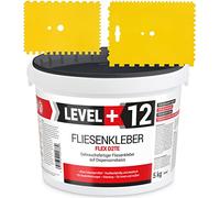 Set de pegamento para azulejos (5 kg), color blanco + espátula de dientes de plástico, adhesivo para piedra, mortero flexible