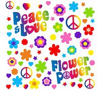 Set de pegatinas Flower-Power I Peace and Love colorido I Tamaño de hoja DIN A4 I Pegatinas para bicicleta, notebook, laptop, teléfono móvil, coche I Pegatinas resistentes a la intemperie I kfz711