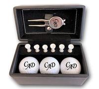 Set de pelotas de golf con grabado de iniciales personalizado, 3 pelotas de golf Wilson, pitchgabel y 6 tees, caja de regalo negra, texto deseado, regalo para golfista (Set con 3 pelotas Wilson Ultra)