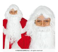 Set De Peluca Y Barba De Santa Claus Hombre Fiestas Guirca Blanco Nylon