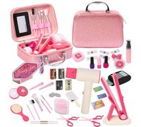 Set de peluquería Rosa para niños,Accesorios de peluquería, Incluye secador,Plancha, Peine y Accesorios,Juego de rol,Caja de Maquillaje Infantil,Regalos para niñas a Partir de 3 años