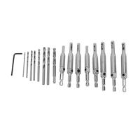 Set de perforación de autocentrado Bit Hex Vango 17 piezas Herramientas de carpintería de acero de alta velocidad para puertas de gabinetes de muebles con centrado automático y