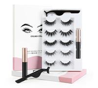 Set De Pestañas Postizas 5 Pares Pestañas Postizas Gruesas Y Rizadas Pestañas Dimensionales Con Pinzas Y Delineador Reutilizables (6006)