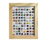 Set de piedras preciosas, 80 minerales, colección de cristales naturales, colección de gemas para niños, decoración de búsqueda del tesoro, decoración del hogar, regalos para niños y niñas (madera)