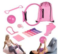 Set de Pilates de 13 piezas, set de anillos de pilates, kit esencial de pilates con bola de yoga, anillo de pilates, banda de resistencia, cinturón de yoga, calcetines de agarre para pilates, set de