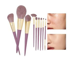 Set de pinceles de maquillaje - Juego de 9 pinceles antideslizantes para rostro, pinceles de maquillaje facial, para mujer, teñido de labios, cejas, párpados y pestañas