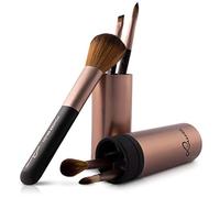 Set de Pinceles de Maquillaje Luvia Cosmetics Travel Set Cappuccino, 5 pinceles de cosmética Incl. Almacenamiento de Pinceles de Maquillaje, Kit de Belleza, Vegano (Marrón/Cappuccino)