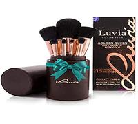 Set de Pinceles de Maquillaje Profesional de Luvia, Golden Queen, Juego de Brochas de Maquillaje Con Soporte para Pinceles y Estuche para Pinceles Cosméticos de Viaje