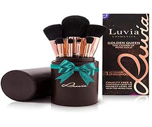 Set de Pinceles de Maquillaje Profesional de Luvia, Golden Queen, Juego de Brochas de Maquillaje Con Soporte para Pinceles y Estuche para Pinceles Cosméticos de Viaje