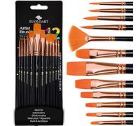 Set de Pinceles Pintura - 12 Pinceles Profesionales para Acuarela,Gouache, Acrilico, óleo, Dibujo de Líneas. Pincel de Artista para Niños y Adultos