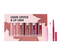 Set de pintalabios y delineador de labios, set de pintalabios líquido, delineador de labios resistente al agua y barra de labios líquida, maquillaje no pegajoso, 6 Lip Liners + 6 Lipsticks for Beauty