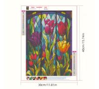 Set de Pintura de Diamantes 5D con Flores de Vidrio de la Serie de Flores, con Diamantes Redondos. Kit de Diamantes Completo es Adecuado para Adultos y Principiantes