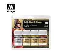 Set De Pintura Metálica Set Oro Plata Cobre Vallejo | 4x35ml | 70199 Maqueta Ch