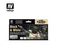 Set De Pinturas Black & White Vallejo | 8 X 17ml | 70151 Maqueta Char Promo