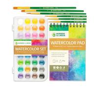 Set de Pinturas de Acuarela - 36 Pinturas de Primera Calidad - Cuaderno de 12 Páginas - 6 Pinceles - Material de Pintura con Paleta, Acuarelas, Cuaderno Artístico con Papel Especial y Pinceles