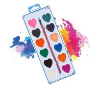 Set de Pinturas de Acuarela en Forma de Corazón - 12-16 Colores Lavables con Pincel para Niños | Kit de Pintura No Tóxico para Escuela-y-Manualidades | Regalo Creativo paraa Artistas