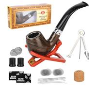 Set de pipas de madera para principiantes: set de pipas para tabaco, silbato de madera de alta calidad, con soporte plegable, herramienta de limpieza y accesorios