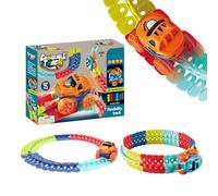 Set de Pista de Autos - Juguete de Carreras para niños, Kit de ensamblaje de Bricolaje | Electricidad Flexible con Luces LED, Juguete Educativo Interactivo para niñas niños Estudiantes Tiempo de