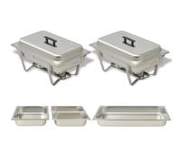 Set De Platos Calentadores VidaXL 2 Piezas Acero Inoxidable