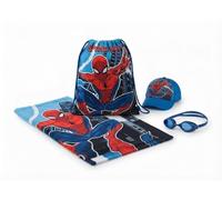 Set de playa, natación, piscina, viaje, Spiderman, toalla de playa 70 x 140 gafas gorro bolsa