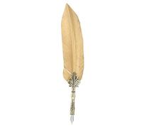 Set de pluma de plumón de 1,0 mm, herramienta de caligrafía con 5 puntas y soporte, caja de regalo retro para estudiantes, incluye vela y botella de tinta, kit de pluma (cortar oro)