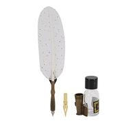 Set de Plumas de Pavo Real, Plumas Duraderas y Punta de Acero Inoxidable, Blanco, 27.7 cm - Escritura Suave y Elegante, Regalo Ideal para Profesores y Amantes de la Caligrafía (SP108900 blanco dorado)