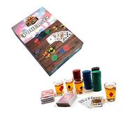 Set de Poker Casino con chupitos. Juega con chupitos al póker. Contiene 120 fichas, 4 Vasos de chupito y 2 Barajas de Cartas