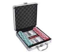Set de póker de Texas Hold’em: chips de pokers de estilo Casinos para juego profesional, entretenimiento de blackjack con función de estuche de aluminio, sets de póker para club de tarjetas, noche de