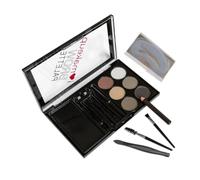 Set de Polvo para Cejas Plantilla y Cepillo Abs para Mujer | Portátil y Ligero, Textura Delicada, Uso en Casa, Acabado Natural