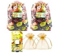 Set de Popurrí con Aroma a Manzana y Canela - 2 Bolsas Grandes, 1 Aceite de Fragancia de Manzana y Canela, 2 Bolsitas de Organza | Decoración para Otoño y Navidad | Flores Secas | Aroma Sutil