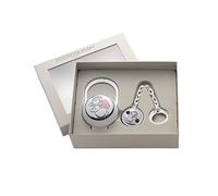 Set de porta chupete y pinza de chupete Querubín rosa de Pedro Durán