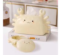 Set de Porta Pañuelos en Forma de Cangrejo - Portapañuelos de Cerámica con Cenicero Acompañante (con Tapa) Diseño Adorable Dispensación Sin Atascos Fácil de Limpiar y Duradero