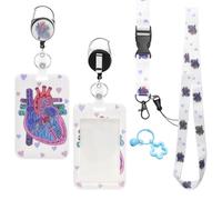 Set de porta tarjetas de identificación de enfermera, llavero retráctil con diseño de corazón ajustable retráctil robusto ideal para enfermeras médicos profesores en el hospital oficina clínica