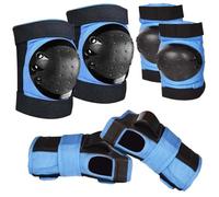 Set de Protección 6 en 1 para Niños - Rodilleras, Coderas y Muñequeras Ajustables - Equipo de Seguridad para Patines, Skateboard, Patinete, Bicicleta - Ideal para Niños y Niñas (Azul, M)