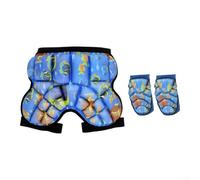 Set de protección de esquí, almohadillas para la cadera, pantalones anticaídas, impermeables, para patinaje sobre hielo, patinaje sobre ruedas, rodilleras de 20-30 kg (talla S: 20-30 kg, color azul +