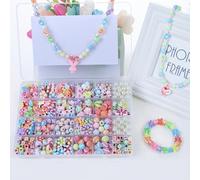 Set de pulseras de bricolaje, un regalo pensado para niños, con cuentas de colores que pueden ser entrelazadas en pulseras y collares para joyería creativa