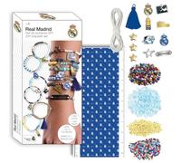Set de Pulseras DIY Real Madrid con cuentas en colores del club, elásticos y escudos para fans del fútbol
