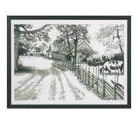 Set de punto de cruz Permin "Granja Monocromo", patrón de conteo, 42x58cm, 70-68