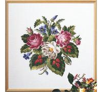 Set de punto de cruz Permin "Rose/Leaves", patrón de conteo, 42x42cm, 70-4144