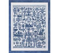 Set de punto de cruz Permin "Sampler Hamburg blue", patrón de conteo, 59x45cm, 3